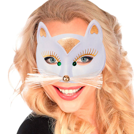 e-carnavalskleding-SYK Wit oogmasker kat