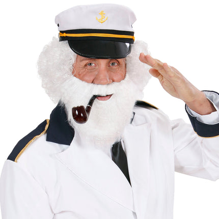 e-carnavalskleding-SYK Witte baard met snor kerstman