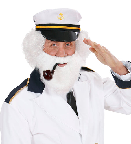 e-carnavalskleding-SYK Witte baard met snor kerstman