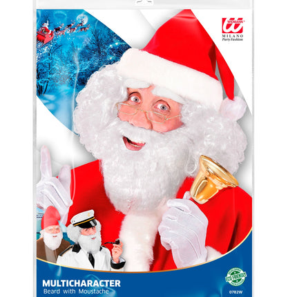 e-carnavalskleding-SYK Witte baard met snor kerstman