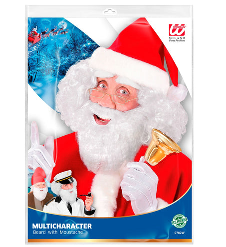 e-carnavalskleding-SYK Witte baard met snor kerstman