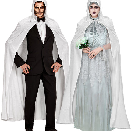 e-carnavalskleding-SYK Witte cape luxe 150cm
