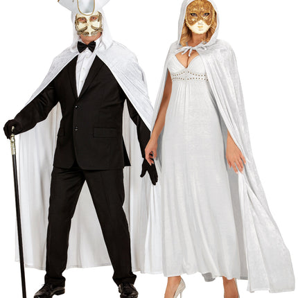 e-carnavalskleding-SYK Witte cape luxe 150cm