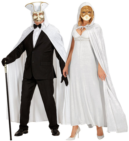 e-carnavalskleding-SYK Witte cape luxe 150cm
