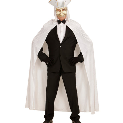e-carnavalskleding-SYK Witte cape luxe 150cm