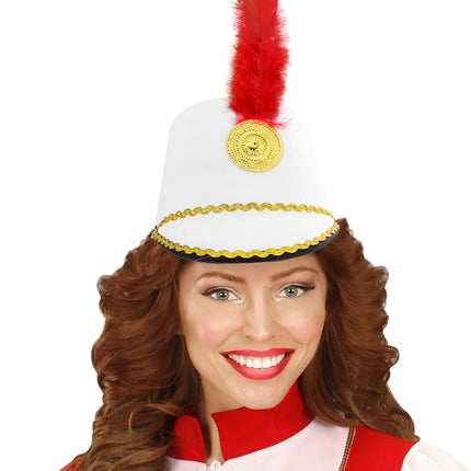 e-carnavalskleding-SYK Witte majorette hoed kind