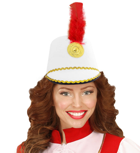 e-carnavalskleding-SYK Witte majorette hoed kind