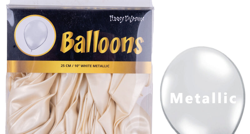 e-carnavalskleding-SYK Witte metallic latex ballonnen 40st
