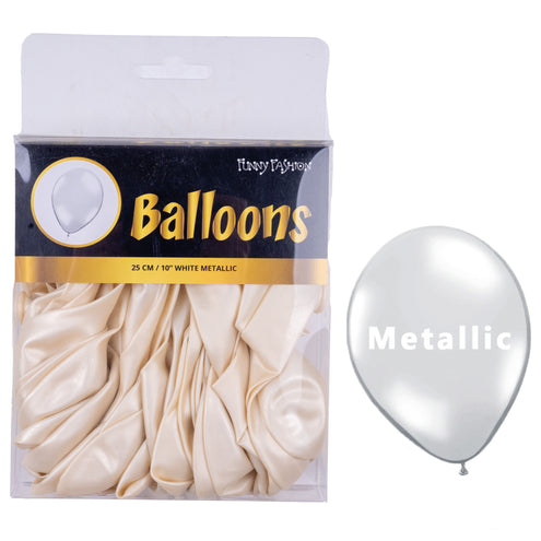 e-carnavalskleding-SYK Witte metallic latex ballonnen 40st