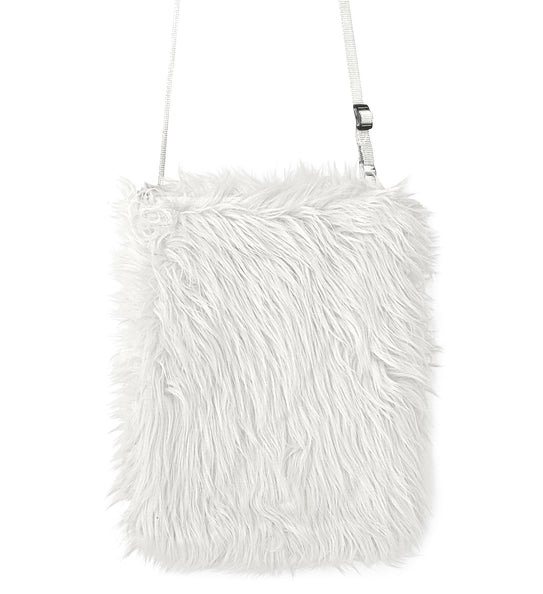e-carnavalskleding-SYK Witte pluche handtas