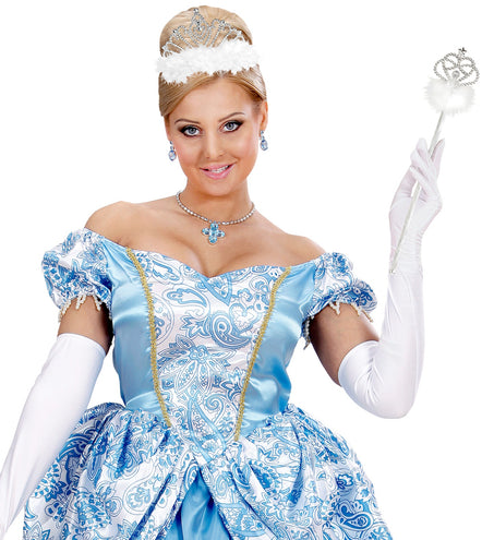 e-carnavalskleding-SYK Witte prinsessenkroon met marabou