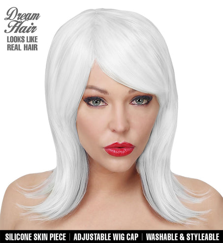 e-carnavalskleding-SYK Witte pruik halflang haar Cosplay Noemi