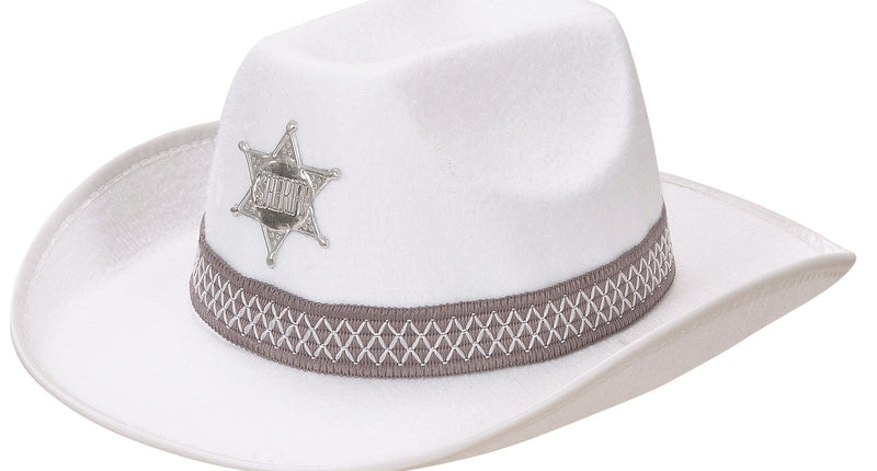 e-carnavalskleding-SYK Witte Sheriff Cowboyhoed