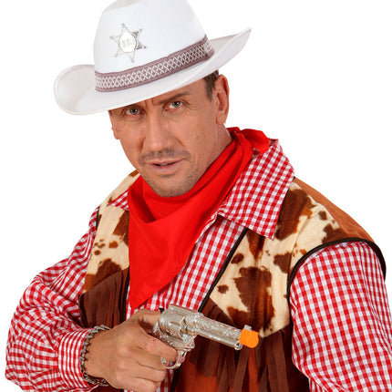 e-carnavalskleding-SYK Witte Sheriff Cowboyhoed