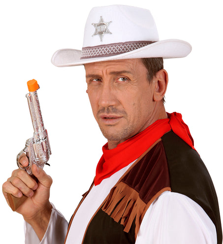 e-carnavalskleding-SYK Witte Sheriff Cowboyhoed