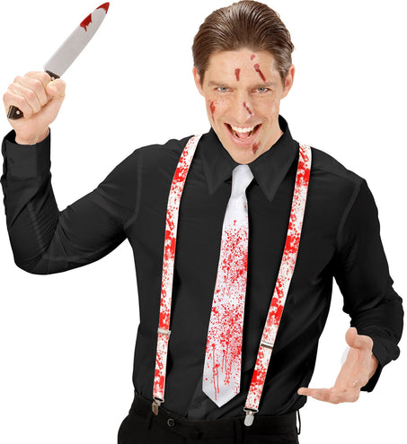 e-carnavalskleding-SYK Witte stropdas met bloed halloween