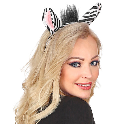 e-carnavalskleding-SYK Zebra diadeem met staart