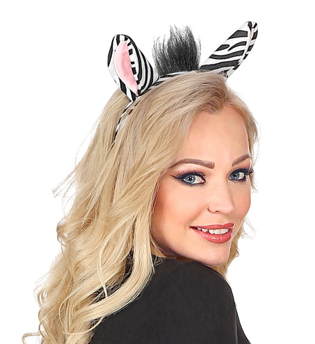 e-carnavalskleding-SYK Zebra diadeem met staart