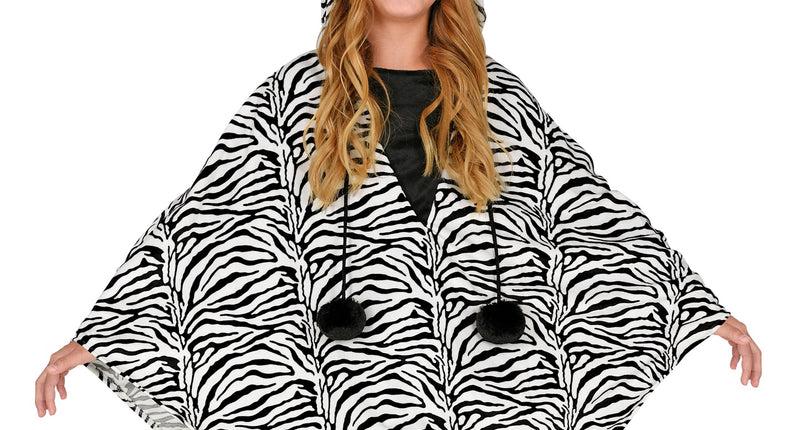 e-carnavalskleding-SYK Zebra poncho kinderen met muts