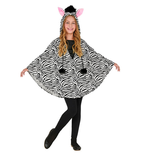 e-carnavalskleding-SYK Zebra poncho kinderen met muts