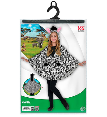 e-carnavalskleding-SYK Zebra poncho kinderen met muts