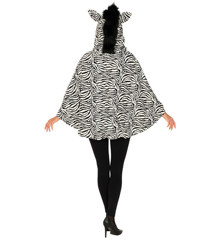 e-carnavalskleding-SYK Zebra poncho volwassenen met muts
