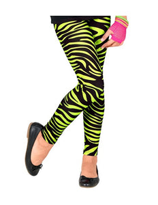 e-carnavalskleding-SYK Zebraprint legging kinderen neon groen