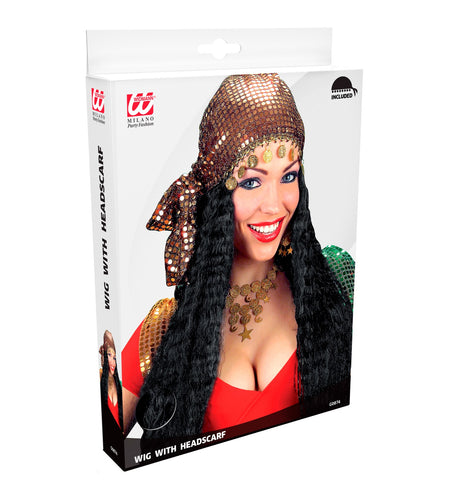 e-carnavalskleding-SYK Zigeunerin pruik Boheems met hoofddoek