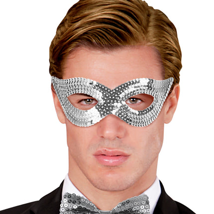 e-carnavalskleding-SYK Zilver oogmasker pailletten