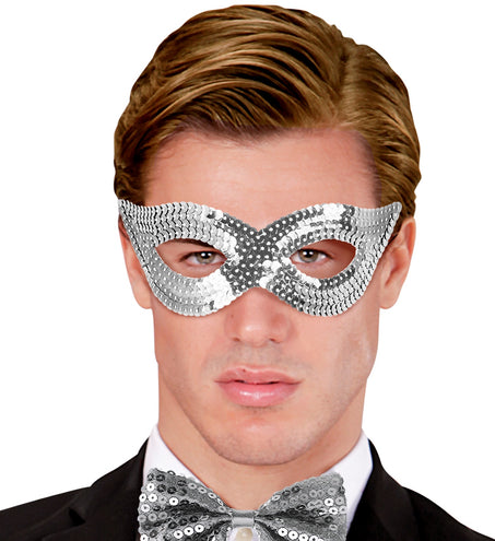 e-carnavalskleding-SYK Zilver oogmasker pailletten