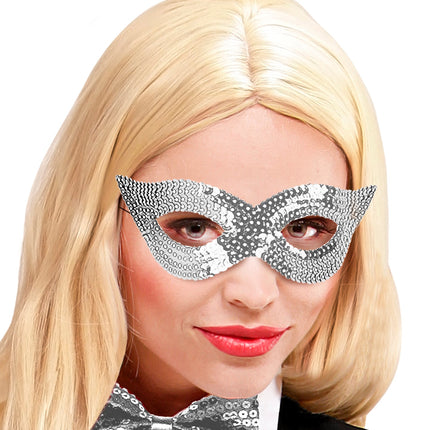 e-carnavalskleding-SYK Zilver oogmasker pailletten