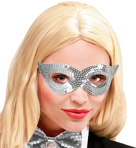 e-carnavalskleding-SYK Zilver oogmasker pailletten