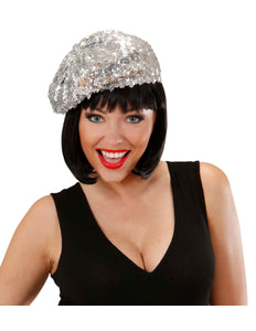e-carnavalskleding-SYK Zilveren baret pailletten glitter muts