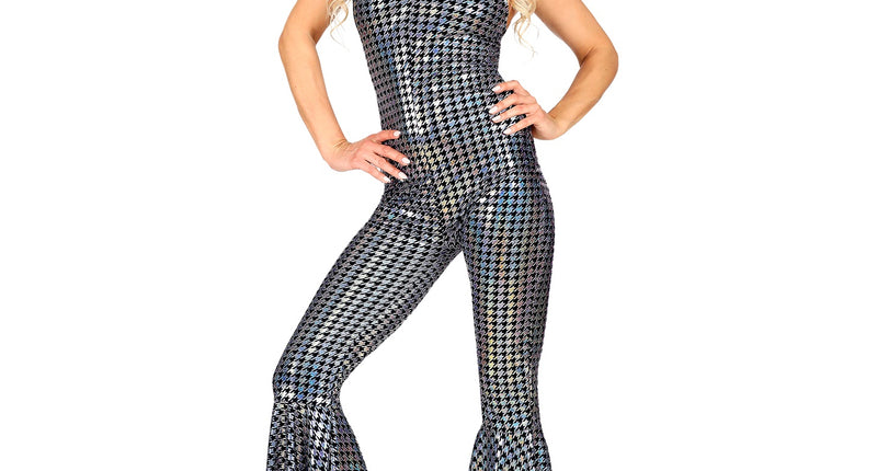 e-carnavalskleding-SYK Zilveren disco jumpsuit 70's