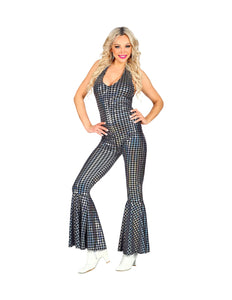 e-carnavalskleding-SYK Zilveren disco jumpsuit 70's