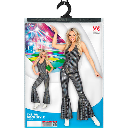 e-carnavalskleding-SYK Zilveren disco jumpsuit 70's