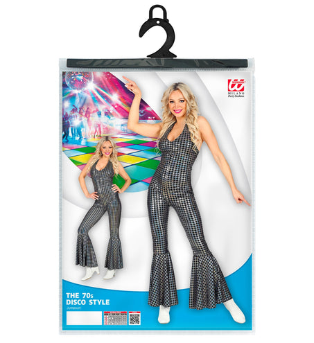 e-carnavalskleding-SYK Zilveren disco jumpsuit 70's