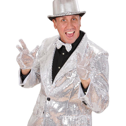 e-carnavalskleding-SYK Zilveren glitter handschoenen met pailletten