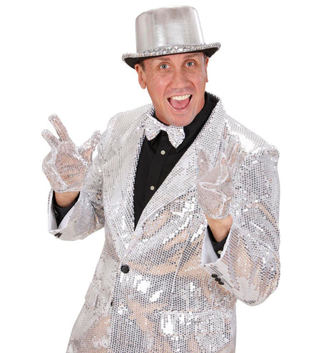 e-carnavalskleding-SYK Zilveren glitter handschoenen met pailletten
