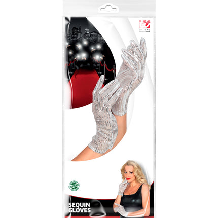 e-carnavalskleding-SYK Zilveren glitter handschoenen met pailletten