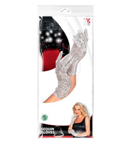 e-carnavalskleding-SYK Zilveren glitter handschoenen met pailletten