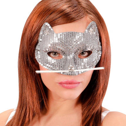 e-carnavalskleding-SYK Zilveren kater oogmaskers