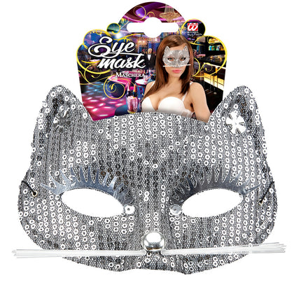 e-carnavalskleding-SYK Zilveren kater oogmaskers