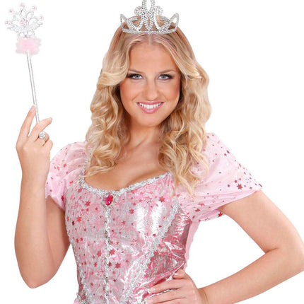 e-carnavalskleding-SYK Zilveren kroontje met glitters Tiara