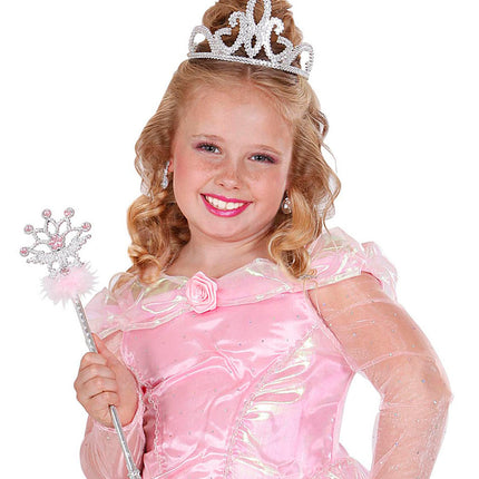 e-carnavalskleding-SYK Zilveren kroontje met glitters Tiara