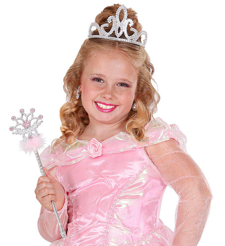 e-carnavalskleding-SYK Zilveren kroontje met glitters Tiara