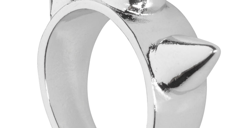 e-carnavalskleding-SYK Zilveren ring met 3 spikes
