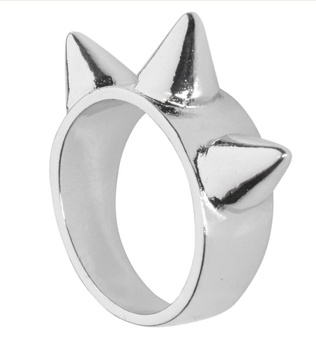 e-carnavalskleding-SYK Zilveren ring met 3 spikes