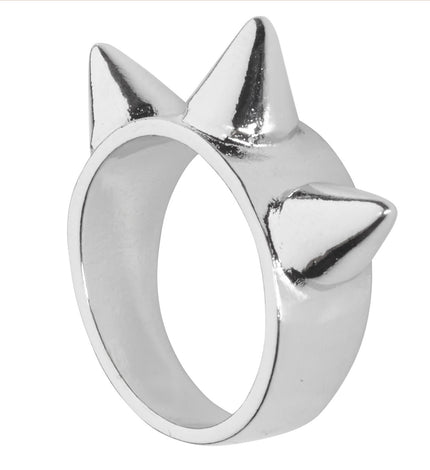 e-carnavalskleding-SYK Zilveren ring met 3 spikes
