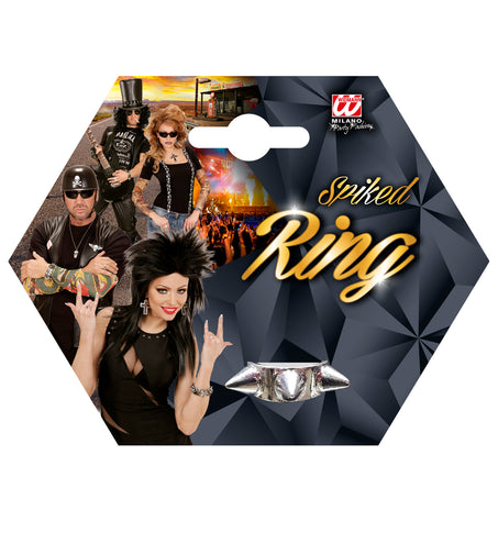 e-carnavalskleding-SYK Zilveren ring met 3 spikes